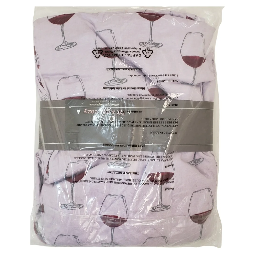 PJ SALVAGE Women's 2 Piece Wine 🍷 Print Jersey Pajama Set NWT